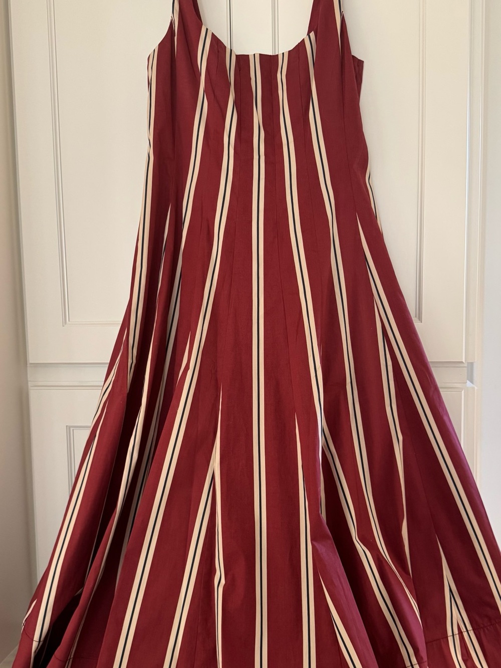 STAUD Wells Striped Poplin Midi Dress